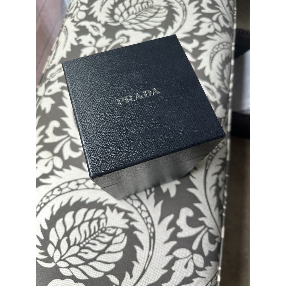 Prada Milano Gift Box 10.5 X 6 X 6 Aprox Storage Empty Black Present Luxury